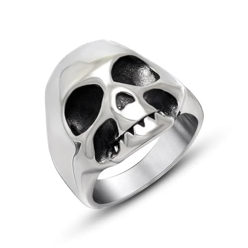 FUSHENGTER Ring Herren Ringe Männer Fingerring Damen Biker Ring Ehering Retro Vintage Retro Totenkopf Ring Herren 7 von FUSHENGTER