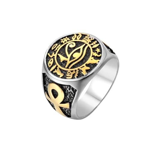 FUSHENGTER Ring Herren Ringe Männer Fingerring Damen Biker Ring Ehering Ring Mysteriöses altes Ägypten Textringe für Männer Punk Geschenk 10 von FUSHENGTER