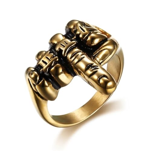 FUSHENGTER Ring Herren Ringe Männer Fingerring Damen Biker Ring Ehering Ring im Rock-Stil, vertikaler Mittelfinger-Musterring für Männer 10 von FUSHENGTER