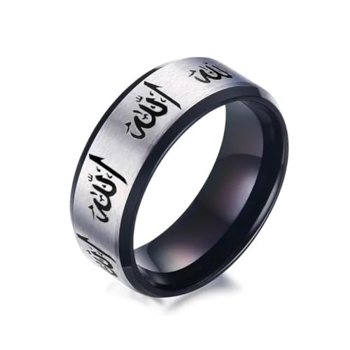 FUSHENGTER Ring Herren Ringe Männer Fingerring Damen Biker Ring Ehering Schwarze islamische arabische Ringe Mann 10 14019 von FUSHENGTER
