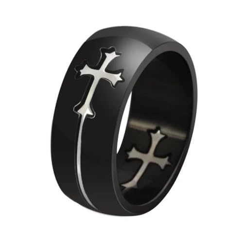 FUSHENGTER Ring Herren Ringe Männer Fingerring Damen Biker Ring Ehering Teilbarer Kreuzring für Männer und Frauen, schwarze Farbe, männlich, lässig, entfernen, Design 7, Silber von FUSHENGTER