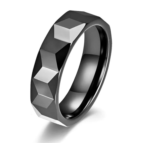 FUSHENGTER Ring Herren Ringe Männer Fingerring Damen Biker Ring Ehering Trendige schwarze Keramikringe, klassische Ringe für Damen 9 18324 von FUSHENGTER