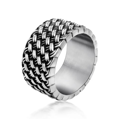 FUSHENGTER Ring Herren Ringe Männer Fingerring Damen Biker Ring Ehering Verflochtene Ringe Vintage gewebte Fingerringe 10 von FUSHENGTER