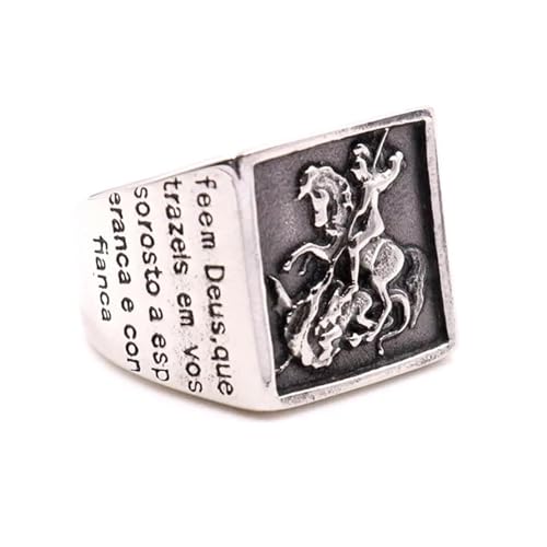 FUSHENGTER Ring Herren Ringe Männer Fingerring Damen Biker Ring Ehering Vintage Gothic Drachen Ring Punk Biker Ringe Punk Hip Hop für Mann Junge personalisiert 11 Silber von FUSHENGTER