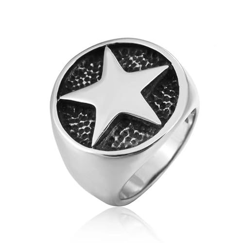 FUSHENGTER Ring Herren Ringe Männer Fingerring Damen Biker Ring Ehering Vintage Punk Einfache Ringe Für Männer Frauen Mode Hexagramm Ring Biker Amulett Geschenk 11 Rot von FUSHENGTER