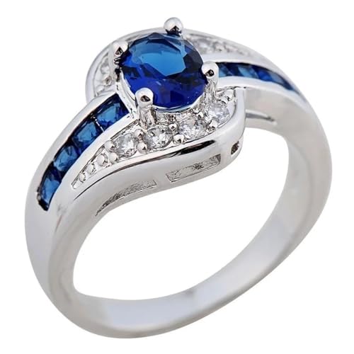 FUSHENGTER Ring Herren Ringe Männer Fingerring Damen Biker Ring Ehering Zarter blauer Prinzessinnenring Anniversary Fashion 10 Blue von FUSHENGTER