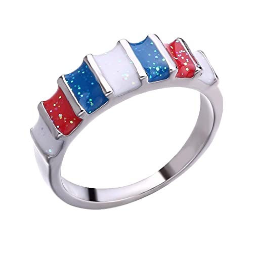 FUSHENGTER Ringe Damen Ring Frauen Geschenk Herren Wunderschöne Quadratische Farbige Steine ​​Ringe Klassische Party Hochzeit Verlobungsringe Für Frauen 7 von FUSHENGTER