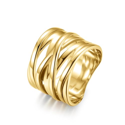 FUSHENGTER Ringe Damen Ring Für Damen Frauen Finger Herren Geschenk 3D-Ring Mit Drei Farbverläufen, Übertriebener Damenring 10S2 von FUSHENGTER