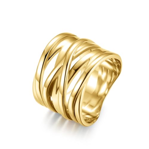 FUSHENGTER Ringe Damen Ring Für Damen Frauen Finger Herren Geschenk 3D-Ring Mit Drei Farbverläufen, Übertriebener Damenring 6S2 von FUSHENGTER