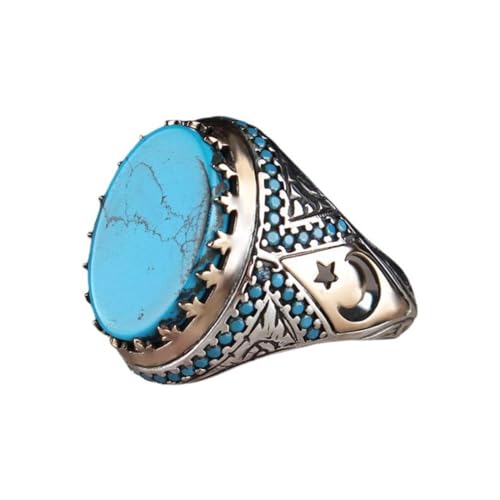 FUSHENGTER Ringe Damen Ring Für Damen Frauen Finger Herren Geschenk Blauer Zirkonring Vintage Personalisierter Ring 12Silberfarben von FUSHENGTER