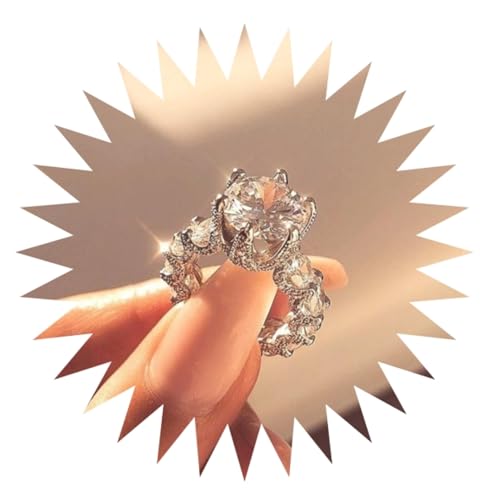Ringe Damen Ring Für Damen Frauen Finger Herren Geschenk Damen-Zirkon-Ring 6 von FUSHENGTER