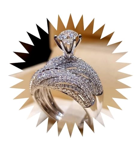 FUSHENGTER Ringe Damen Ring Für Damen Frauen Finger Herren Geschenk Flash-Diamant-Verlobungsring, Damenring, Modisch, 8S1 von FUSHENGTER