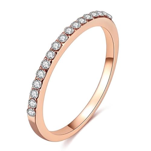 FUSHENGTER Ringe Damen Ring Für Damen Frauen Finger Herren Geschenk Minimalistischer Damen-Zirkonring, Vielseitiger Zeigefingerring, 5 Roségold von FUSHENGTER