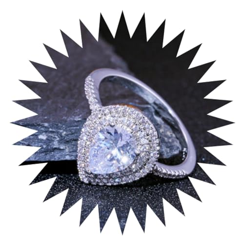 FUSHENGTER Ringe Damen Ring Für Damen Frauen Finger Herren Geschenk Modischer Birnenförmiger, Wassertropfenförmiger Zirkonring, Mode 9S1 von FUSHENGTER