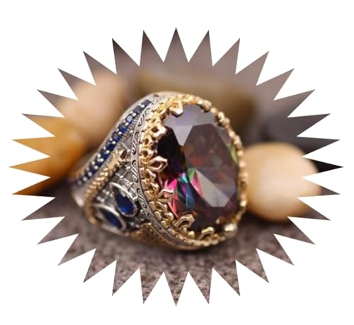 FUSHENGTER Ringe Damen Ring Für Damen Frauen Finger Herren Geschenk Retro-Farbedelsteinring In Zwei Farben 6R152 von FUSHENGTER