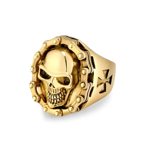 FUSHENGTER Ringe Damen Ring Für Damen Frauen Finger Herren Geschenk Retro Hiphop Motorrad Totenkopf Ring Für Herren Personalisierter Ring 10S2 von FUSHENGTER