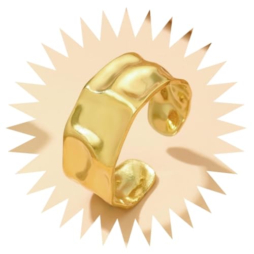 FUSHENGTER Ringe Damen Ring Für Damen Frauen Finger Herren Geschenk Ring Für Damen, Offen, Unregelmäßiges, Markantes Muster, Breites Gesicht, Crowd-Ring J02946S2 von FUSHENGTER