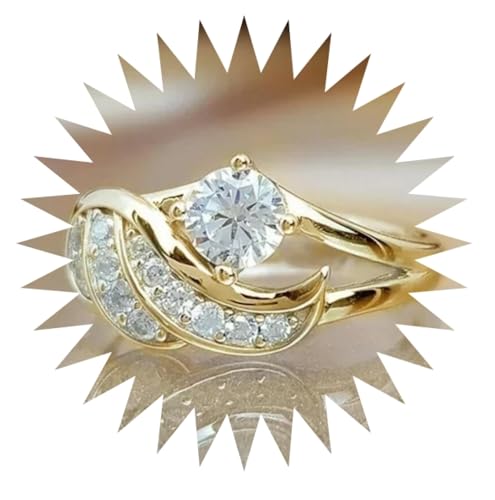 FUSHENGTER Ringe Damen Ring Für Damen Frauen Finger Herren Geschenk Ring Für Damen 8 Goldfarben von FUSHENGTER