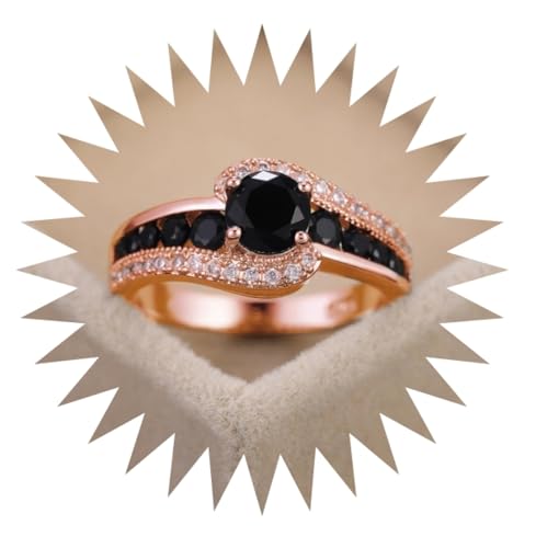 FUSHENGTER Ringe Damen Ring Für Damen Frauen Finger Herren Geschenk Schwarzer Zirkonring Mode Ol Damenfestivals 9S4 von FUSHENGTER