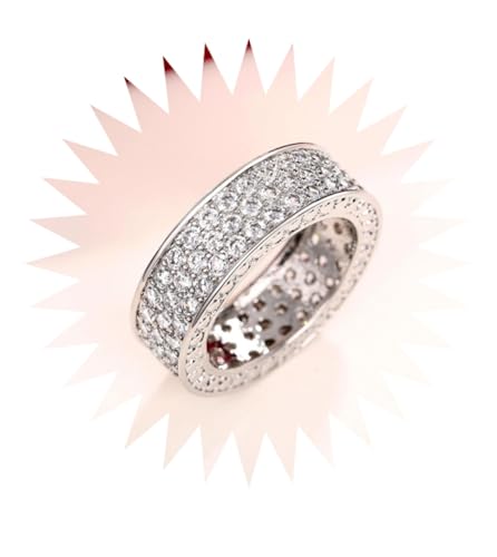 FUSHENGTER Ringe Damen Ring Für Damen Frauen Finger Herren Geschenk Temperament Voller Sterne Und Reihen Voller Steinringe 8F1662S2 von FUSHENGTER