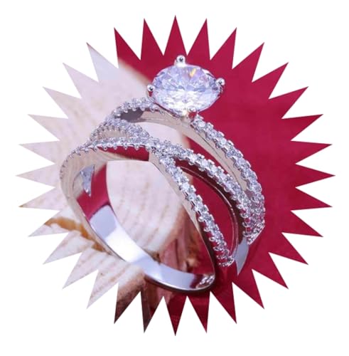 FUSHENGTER Ringe Damen Ring Für Damen Frauen Finger Herren Geschenk Zirkonring Doppelschichtiger Verlobungsring Für Frauen 8S1 von FUSHENGTER