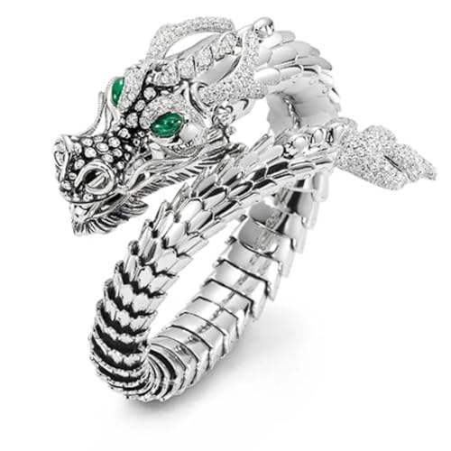 FUSHENGTER Ringe Ring Damen Finger Frauen Herren Geschenk Offener Ring Für Männer,Grüne Augen,Drache,Hyperbole-Ringe,Punk-Stil,Für Männer,Größenverstellbar von FUSHENGTER