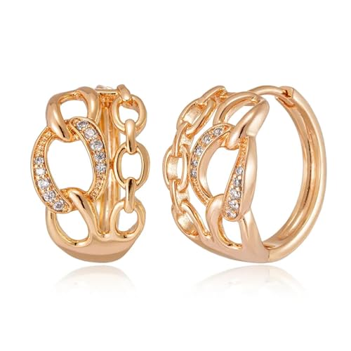 Ohrringe Damen Ohrstecker Earrings 925 585 Rosegoldcolor Kette Für Damen, Natürlicher Zirkon, Luxuriös, Weiß von FUSHENGTER
