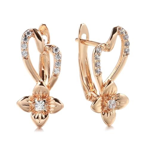 Ohrringe Damen Ohrstecker Earrings 925 Luxuriöse Kristall-Blumen-Ohrringe Für Damen, Natürlicher Zirkon-Ohrring, Party, Weiß von FUSHENGTER