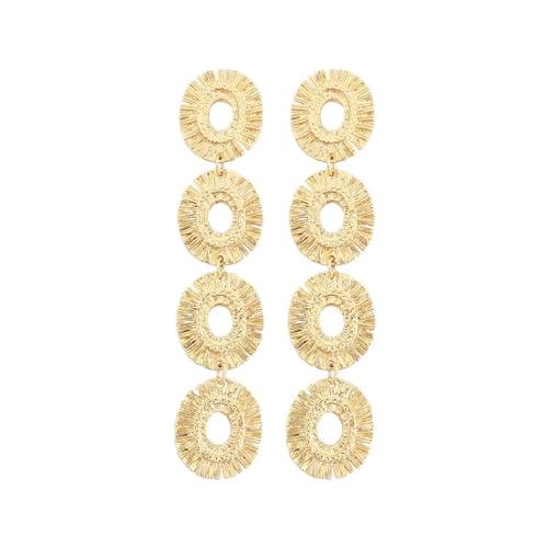 Ohrringe Damen Ohrstecker Earrings 925 Vintage Lange Ovale Anhänger-Ohrringe Für Damen G – 11,7 X 2,4 Cm von FUSHENGTER