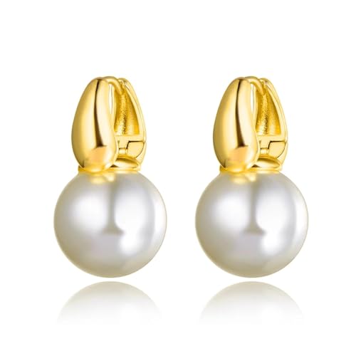 Ohrringe Damen Ohrstecker Frauen Geschenk Büro-Stil, Weiße Perlen-Party-Ohrringe Für Damen, Trendige Hochzeits-Ohrringe E20241G von FUSHENGTER