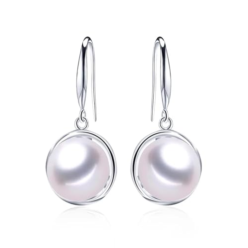 Ohrringe Damen Ohrstecker Frauen Geschenk Elegante Brot Runde Natürliche Süßwasser Perle Tropfen Ohrringe Frauen Einfache Mode Hochzeit Party Weiß von FUSHENGTER