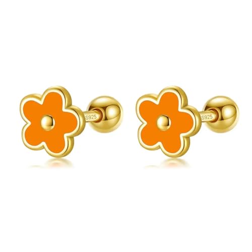 Ohrringe Damen Ohrstecker Frauen Geschenk Fashion Glaze Blumen-Ohrstecker Für Tochter, Mädchen, Geschenk, Orange von FUSHENGTER