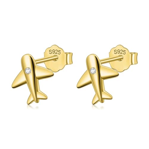 Ohrringe Damen Ohrstecker Frauen Geschenk Flugzeug-Ohrstecker Für Damen, Geschenk, Ds222-Gold von FUSHENGTER