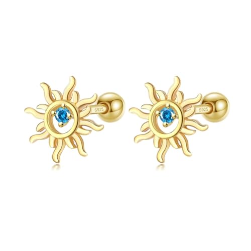 Ohrringe Damen Ohrstecker Frauen Geschenk Mode Sun Blue Cz Perlen Ohrring Tochter Mädchen von FUSHENGTER