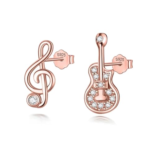 Ohrringe Damen Ohrstecker Frauen Geschenk Modischer Asymmetrischer Ohrstecker Mit Gitarrennoten Für Damen, Hochzeit, Minimalistisch, Db110-Rose von FUSHENGTER