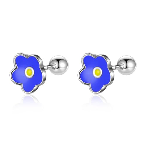 Ohrringe Damen Ohrstecker Frauen Geschenk Ohrstecker Farbe Glasur Blume Ohrstecker Tochter Mädchen Blau von FUSHENGTER