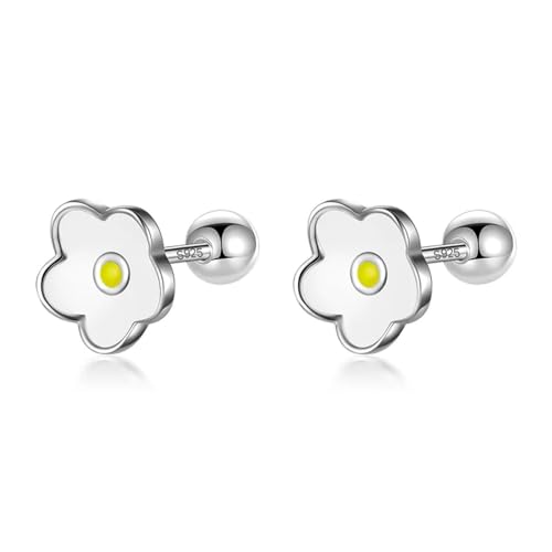 Ohrringe Damen Ohrstecker Frauen Geschenk Ohrstecker Farbe Glasur Blume Ohrstecker Tochter Mädchen Weiss von FUSHENGTER