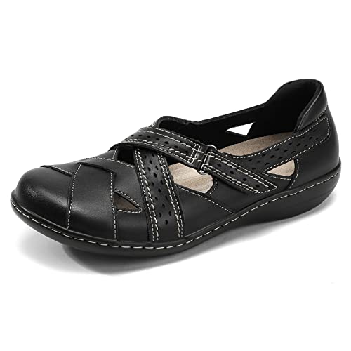 FUSHITON Damen Loafers Mokassin Flache Slip-On Mode Lässig Schuhe Frauen Leder Bootsschuhe Sandalen Pantoffeln Runde Zehe für Mädchen von FUSHITON
