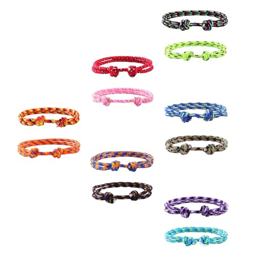 FUSONGQINTANG 12 Stück Surfer Armband Bunt Nautische Surf Armbänder Verstellbar Marine Seil Schnur für Männer und Frauen Surfer Geschenk von FUSONGQINTANG