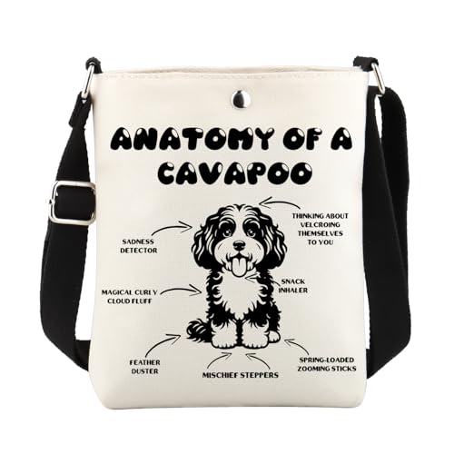 FUSTMW Cavapoo Umhängetasche für Hundeliebhaber, Messenger-Tasche, Haustierbesitzer, Schultertasche mit Riemen, Cavapoo C Bag von FUSTMW