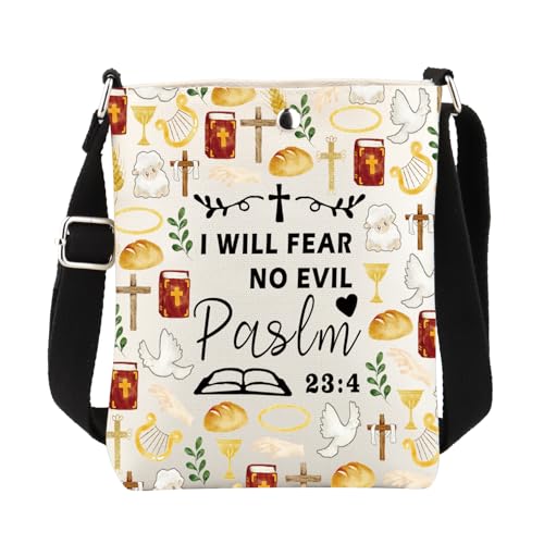 FUSTMW Christian Crossbody Bag Faith Religious Taufe Geschenke Bibel Psalm 23 4 Sling Bucket Bag mit Schultergurt, Christian C Bag von FUSTMW