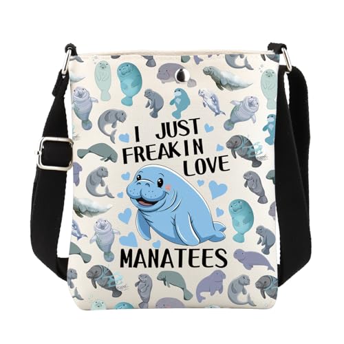 Manatees Geschenk Seekuh Crossbody Bag Sea Cow Inspirierende Geschenke für Seekuh Liebhaber Meer Tier Messenger Shoulder Purse, Manatees C Bag von FUSTMW