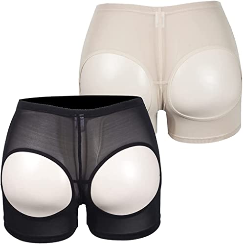 FUT Damen Body Shaper Butt Lifter Bauchkontrolle Nahtlose Panty, #4 Schwarz+Beige, Small von FUT
