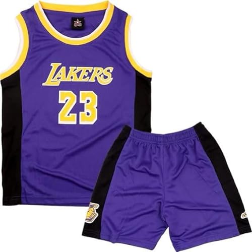 Basketball Trikot Kinder 2 Stücke,Basketball Kinder Trikot,Basketball Kinder Trikot and Shorts,Sleeveless Basketball Trikot,Mode Trikot Basketball Kinder,Basketball Trikot Set für 12-14 Kinder,Lila von FUTERLY