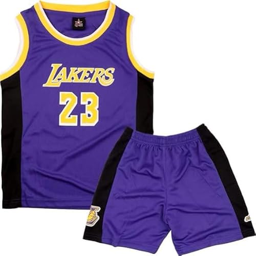 Basketball Trikot Kinder 2 Stücke,Basketball Kinder Trikot,Basketball Kinder Trikot and Shorts,Sleeveless Basketball Trikot,Mode Trikot Basketball Kinder,Basketball Trikot Set für 6-8 Kinder,Lila von FUTERLY