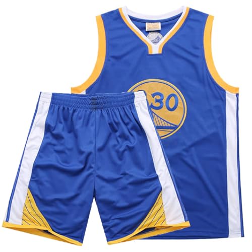 Basketball Trikot Kinder 2-Piece Basketball Kinder Trikot Shirt and Shorts 4-14 Kinder(Blau) von FUTERLY