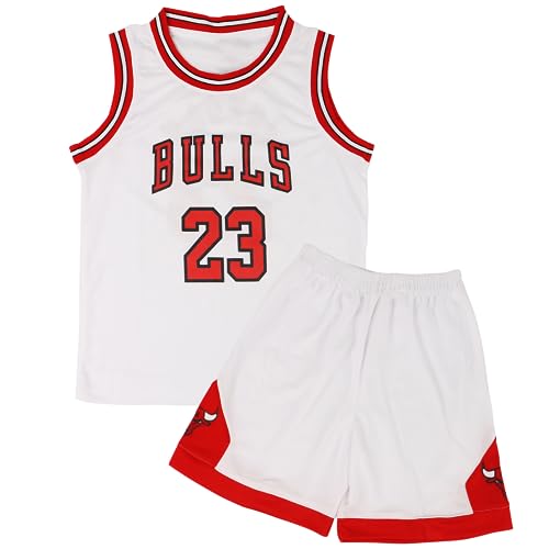 Basketball Trikot Kinder 2-Piece Basketball Kinder Trikot,Basketball Kinder Trikot Shirt and Shorts,Basketball Trikot,Trikot Basketball Kinder,Basketball Trikot Set für 4-14 Kinder(Weiß) von FUTERLY