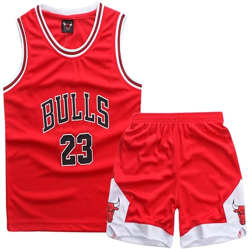 Basketball Trikot Kinder 2-Piece Basketball Kinder Trikot,Basketball Kinder Trikot Shirt and Shorts,Basketball Trikot,Trikot Basketball Kinder,Basketball Trikot Set für 4-14 Kinder(Rot) von FUTERLY