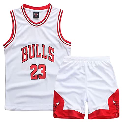 Basketball Trikot Kinder 2-Piece Basketball Kinder Trikot,Basketball Kinder Trikot Shirt and Shorts,Basketball Trikot,Trikot Basketball Kinder,Basketball Trikot Set für 4-14 Kinder(Weiß) von FUTERLY