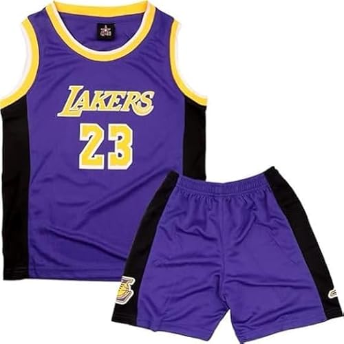 Basketball Trikot Kinder 2 Stücke,Basketball Kinder Trikot,Sleeveless Basketball Trikot and Shorts,Mode Trikot Basketball Kinder,Basketball Trikot Set,Lila(A-L) von FUTERLY